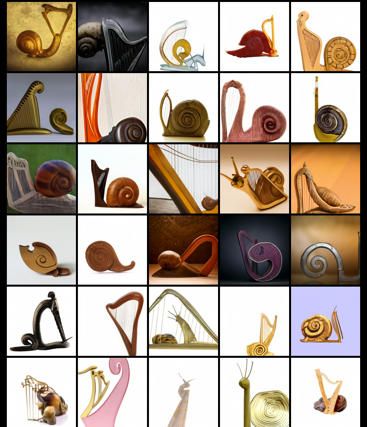 A snail made of harp, a snail with the texture of a harp